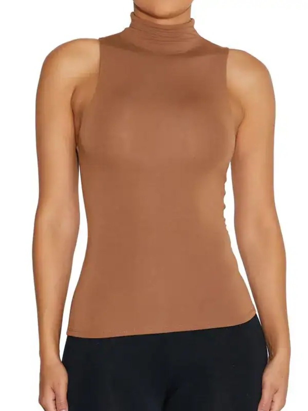 naked wardrobe Brown Mock Neck Sleeveless Tank
